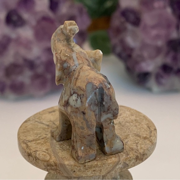 Steatite Elephant Soapstone Figurine MINI Carved Crystal Animal Stone Lucky Pet - Picture 6 of 9